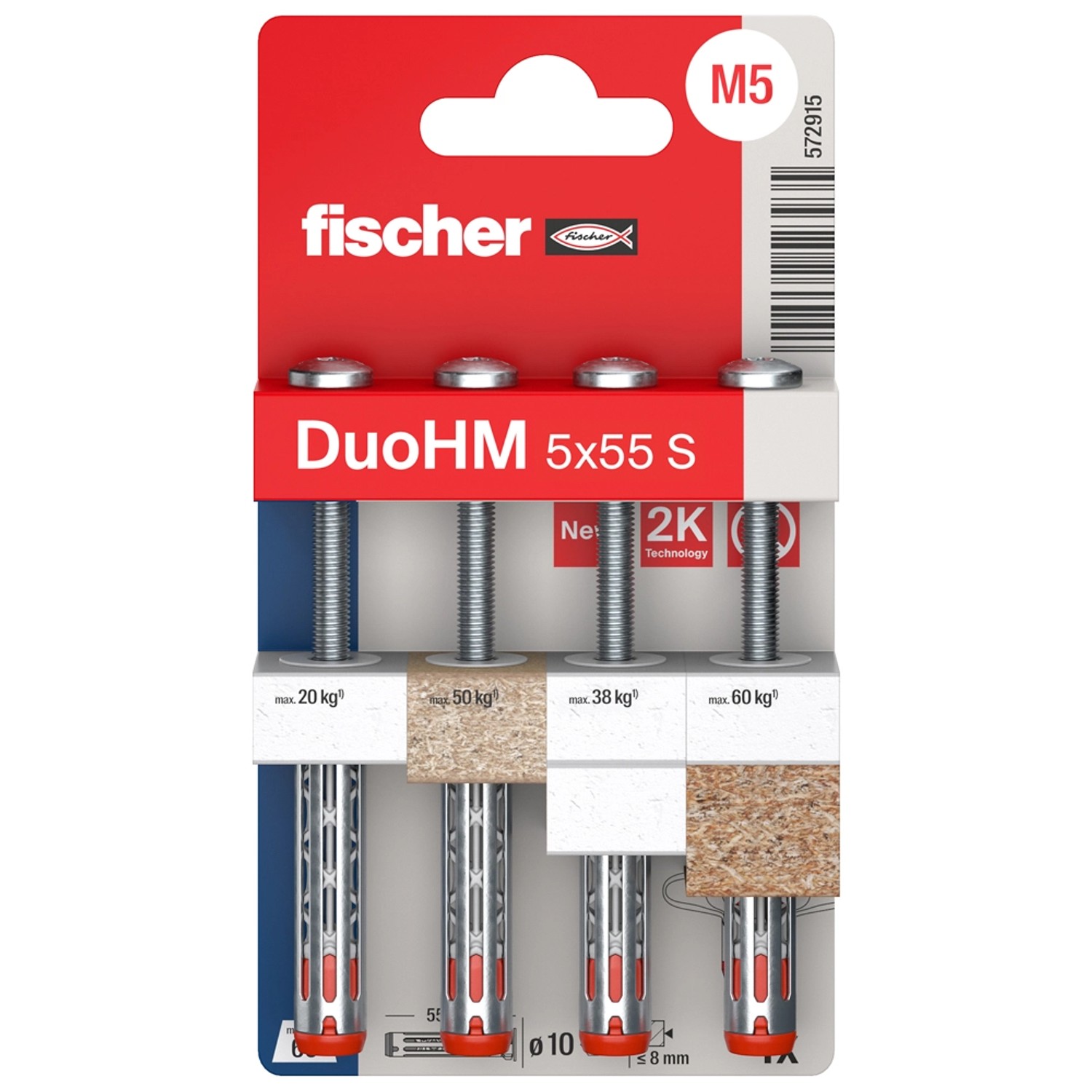 Fischer Hohlraumdübel DuoHM Ø 10 mm x 55 mm 4 Stück