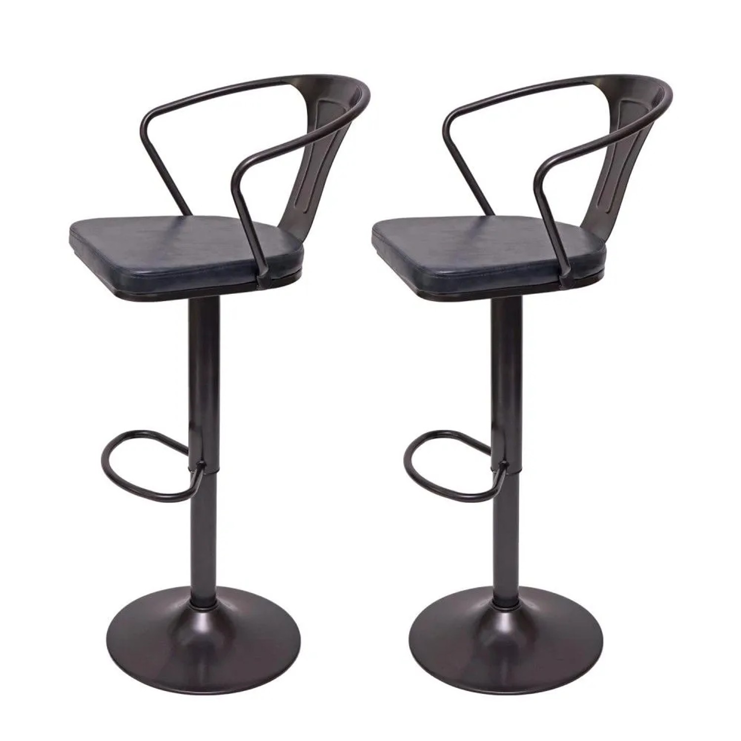 MCW Barhocker H10b 2er-Set Vintage Schwarz-Grau