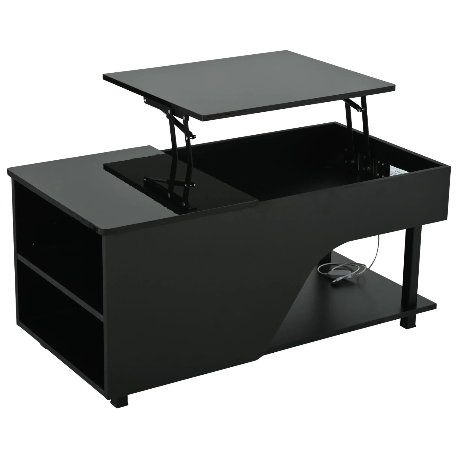 Merax Couchtisch Höhenverstellbar 100x50x46cm LED Schwarz