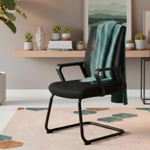 DELUKE Besucherstuhl SOFIA Kunststoff Schwarz 58x60x96cm Konferenzstuhl Wartezimmerstuhl Bürostuhl