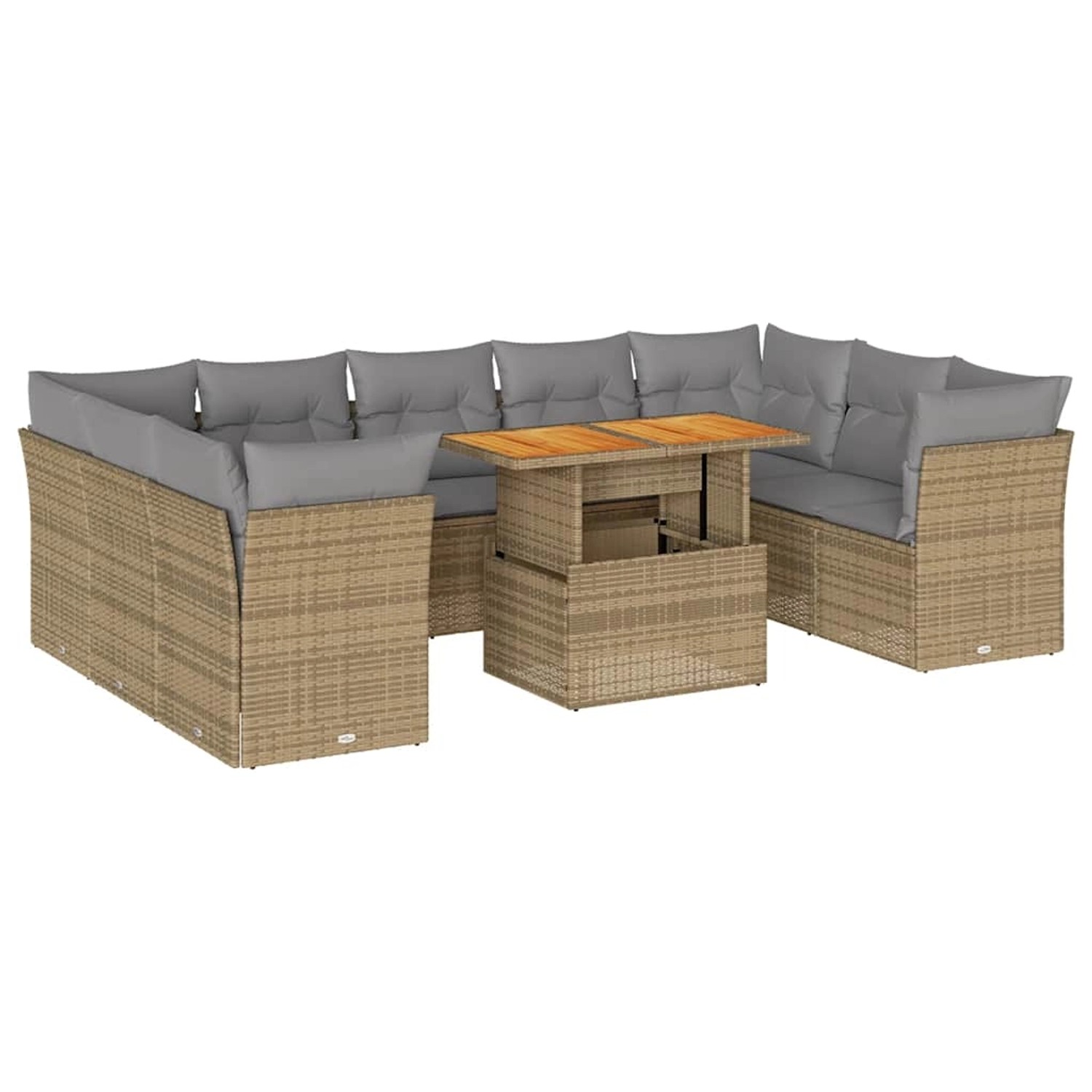 vidaXL 10-Tlg Garten-Sofagarnitur mit Kissen Beige Poly Rattan 3326971 günstig online kaufen