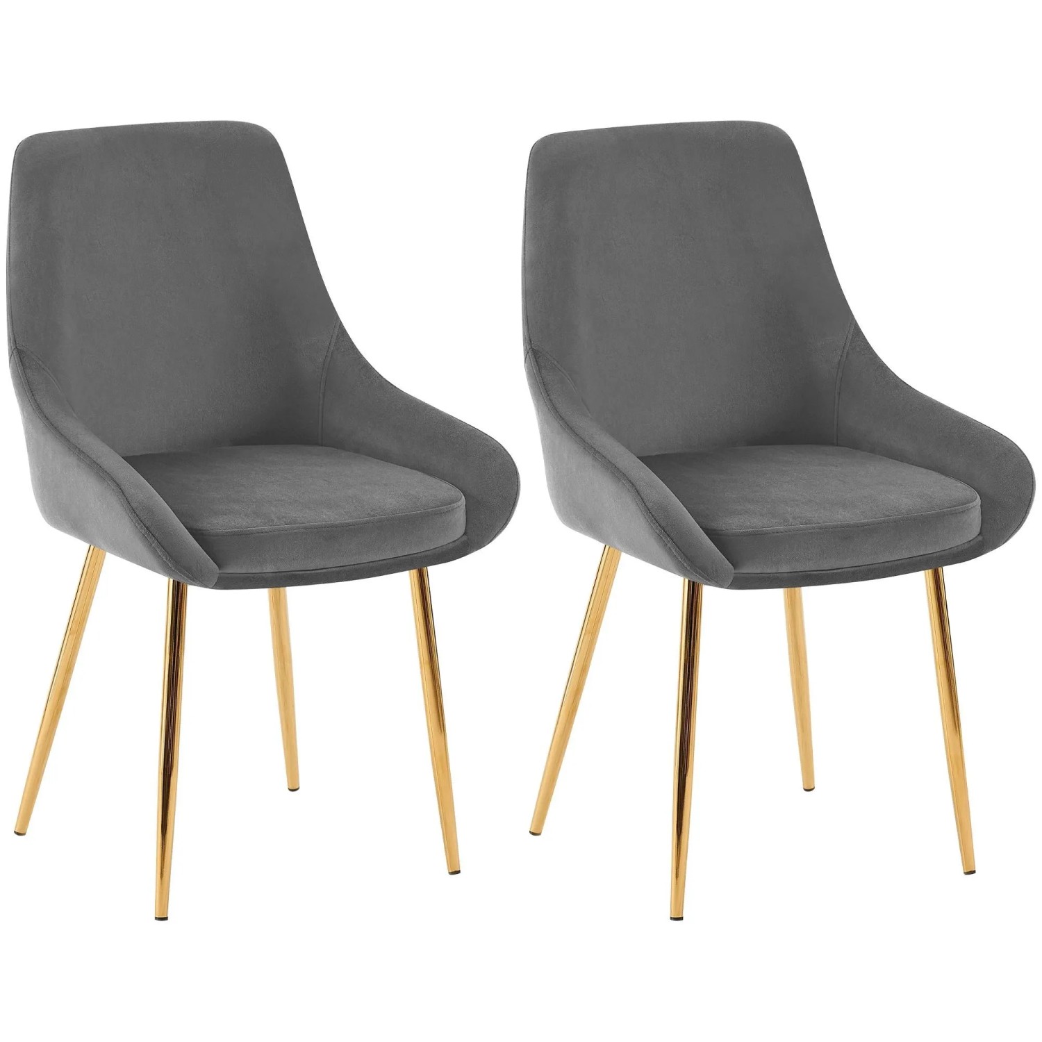DELUKE 2er Set Esszimmerstuhl PUNAR Samt Dunkelgrau 50x53x86cm Gold Essstühle Esszimmerstühle Küchenstühle Wohnzimmerstühle