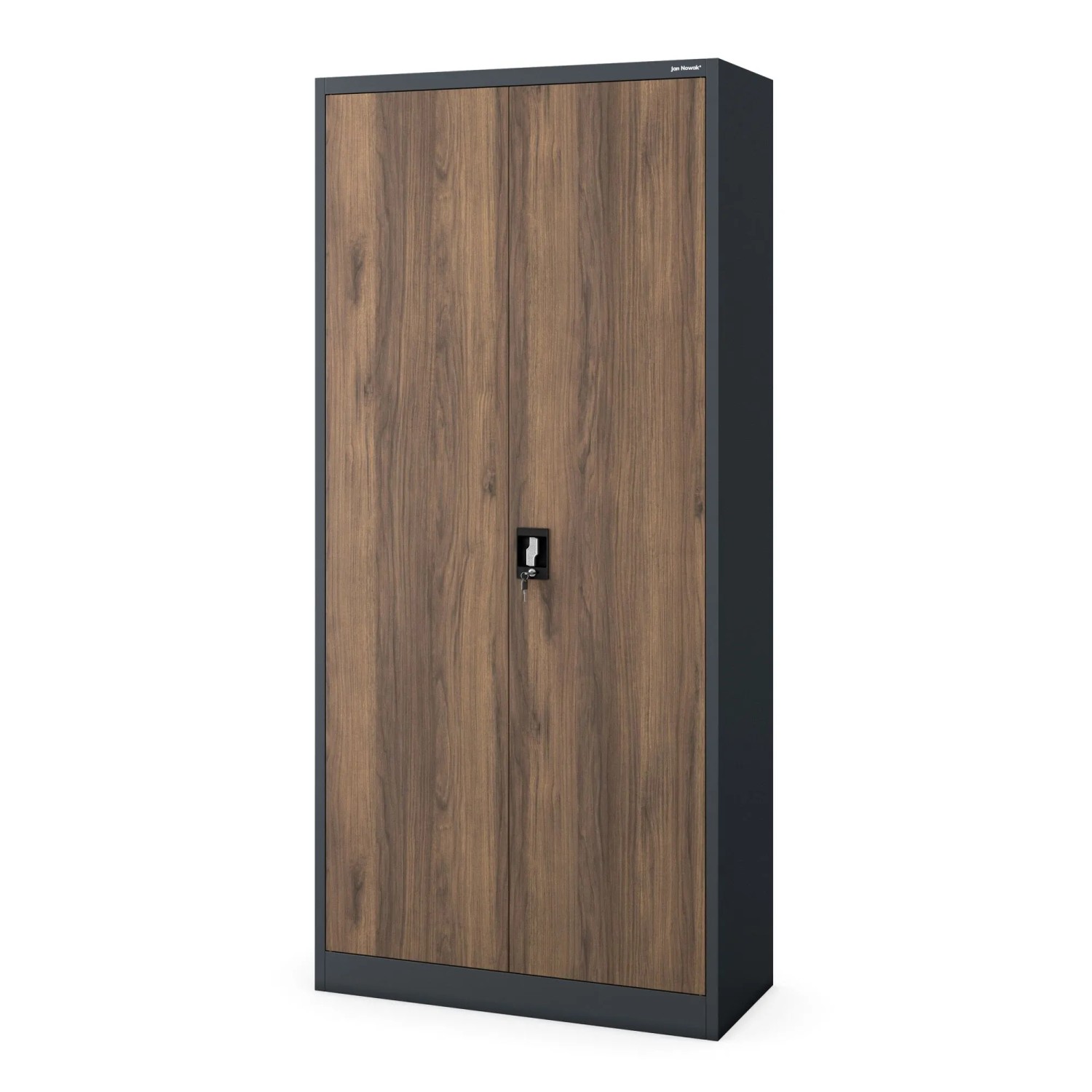 Jan Nowak Aktenschrank Büroschrank JAN H 195 x 90 x 40 cm Eco Design Anthrazit Nussbaum