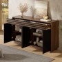 Modernes Merax Sideboard 150 cm in Braun-Schwarz Holzoptik. 4 Türen, 2 Schubladen, offen für Stauraum im Wohnzimmer.