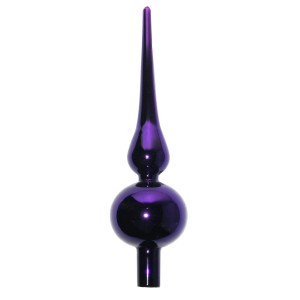 Glänzende violette Glas-Baumspitze, 23cm. Traditioneller Christbaumschmuck für festliche Bäume.