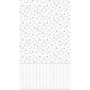 A.S. Création Vliestapete Wallpanel mit blauem Blümchenmuster auf weißem Grund.