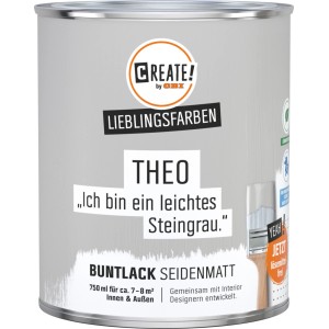 CREATE! by OBI Buntlack Lieblingsfarbe Theo Steingrau Seidenmatt 0,75 l