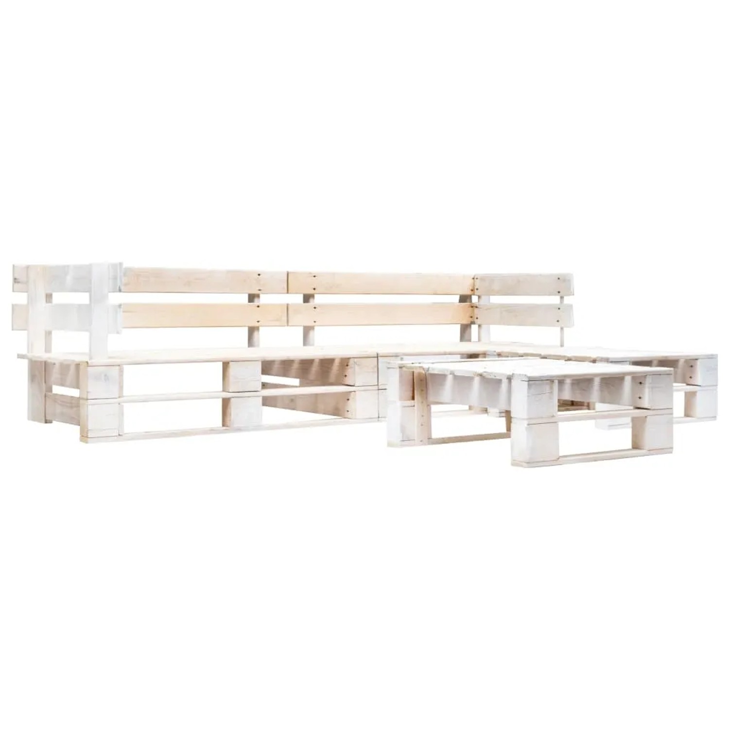 vidaXL 4-Tlg Garten-Paletten-Sofagarnitur Holz Weiß 277391