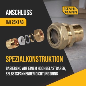 Stahlmann 8er Set EasyFix Muffenverschraubungen mit Außengewinde M Messing für Edelstahl Wellrohr