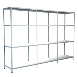 Weißes Schulte Steckregal, Grund- und Anbauregale, 180x300x50 cm, mit 12 Fachböden.