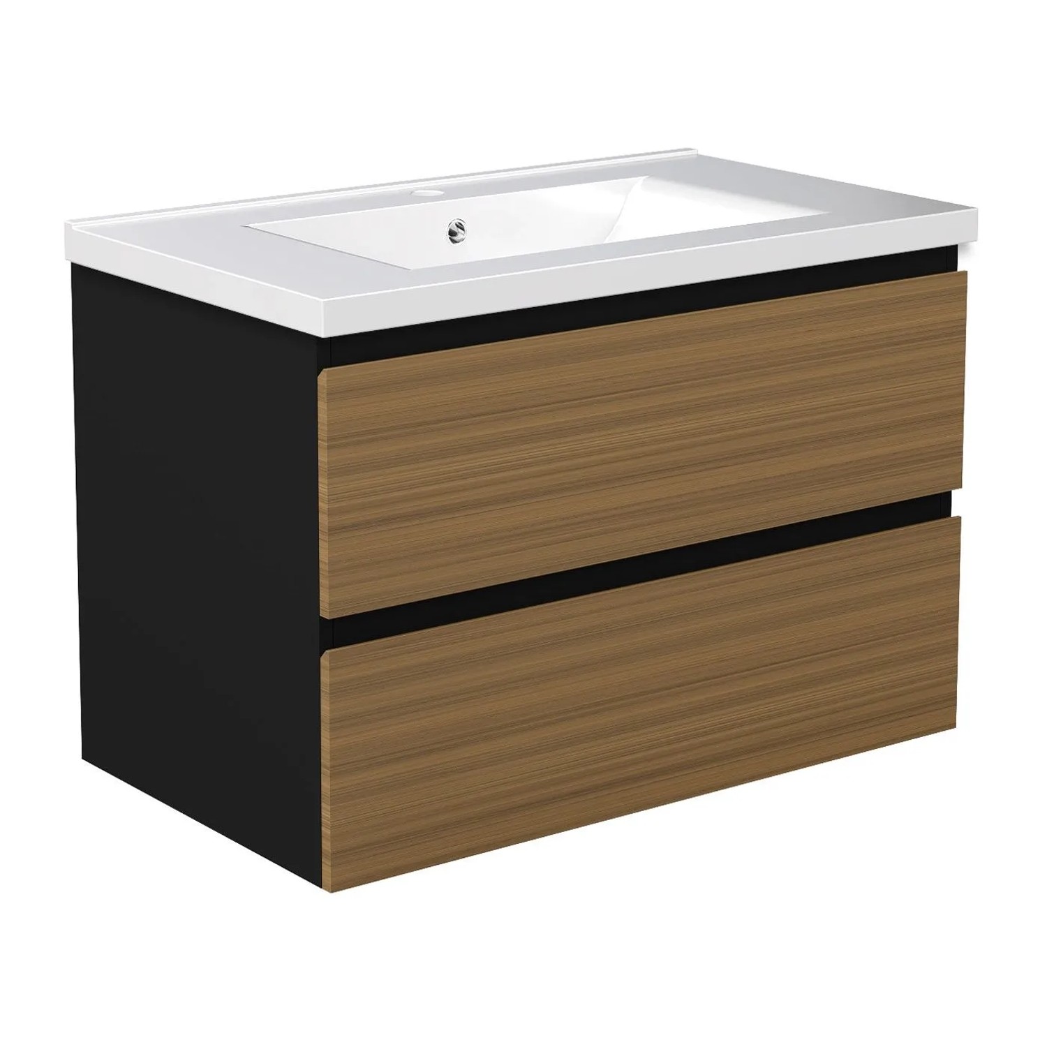 Duschspa Einzelwaschtisch MIRA 80 cm Keramik Waschbecken mit Unterschrank Grifflos Softclose