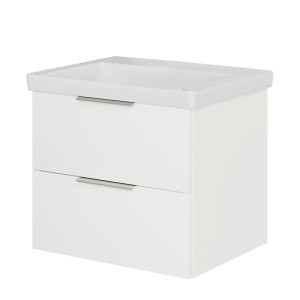 Steinkamp Waschtischunterschrank Living 2.0, schneeweiß glänzend, mit Villeroy & Boch Subway 3.0 Waschtisch.