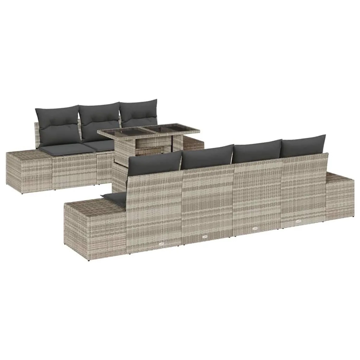 vidaXL Gartensofa-set mit Kissen 8-Tlg Hellgrau und Dunkelgrau 3357865