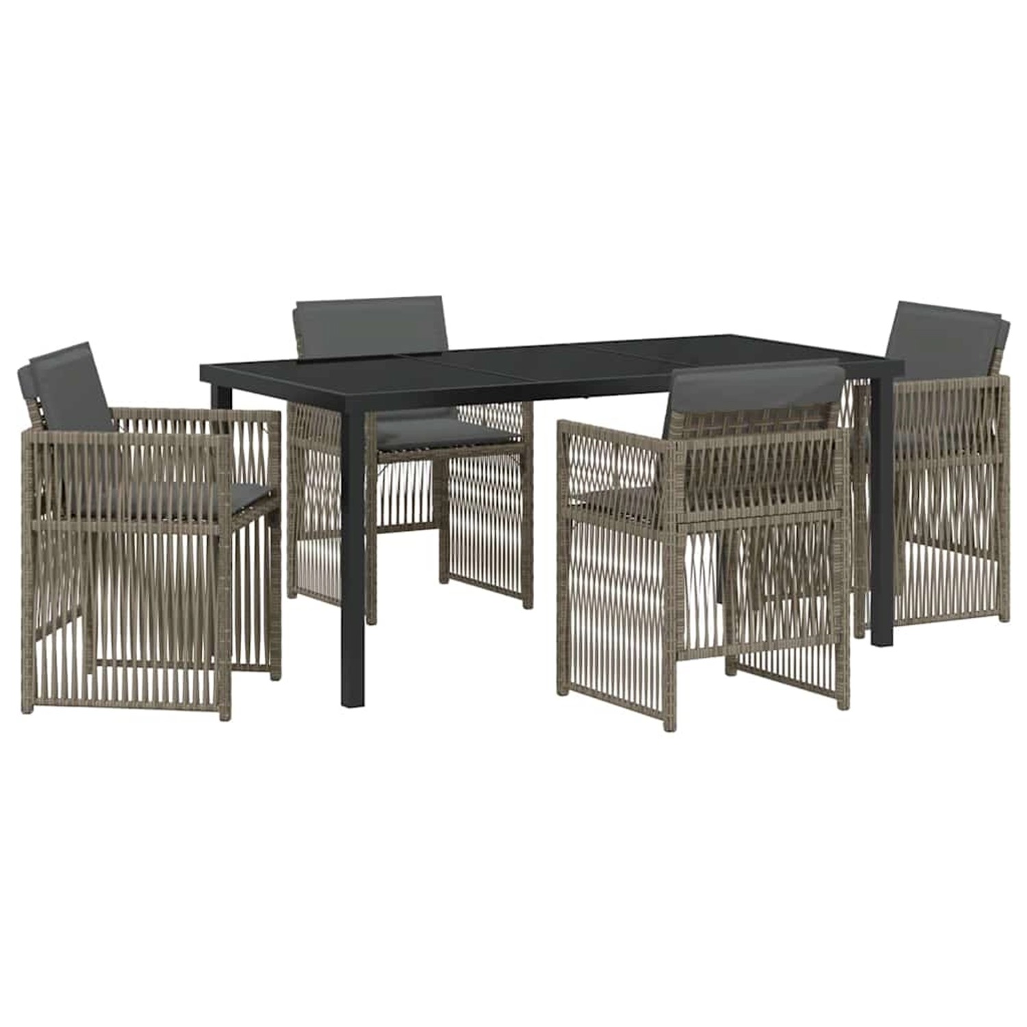 vidaXL Garten Essgruppe 5-Tlg Grau Poly Rattan 3380655 günstig online kaufen