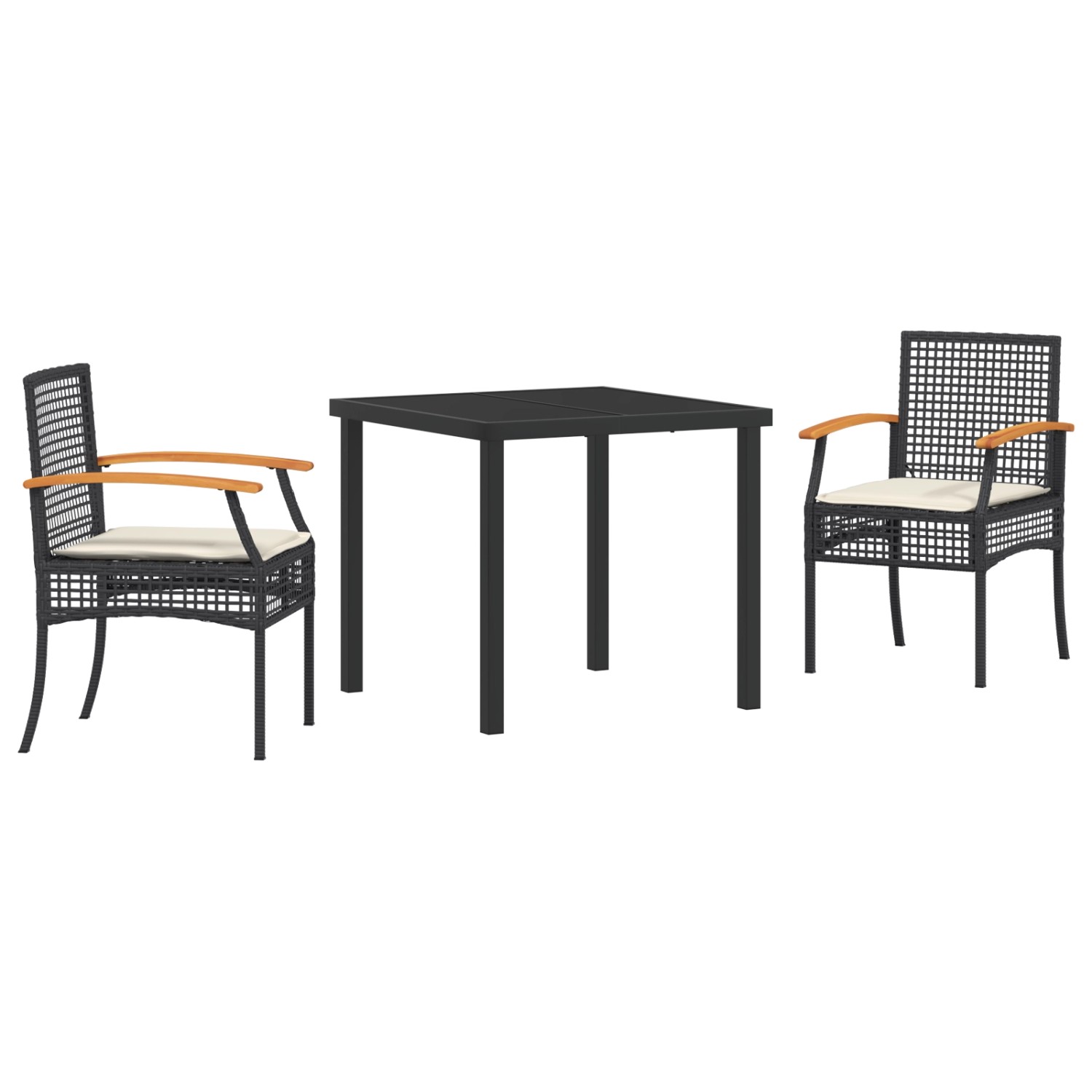 vidaXL Garten Essgruppe 3-Tlg Schwarz Poly Rattan 3380813 günstig online kaufen