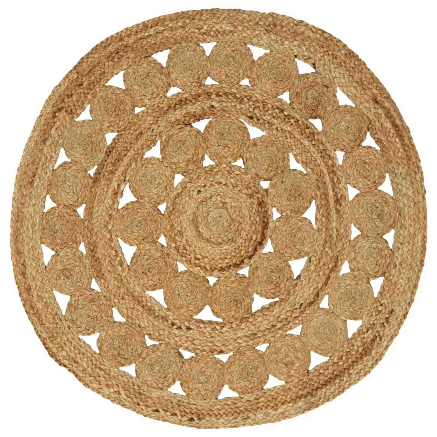 vidaXL Teppich Natur Ø 90 cm Jute 42010809