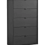 Anthrazitfarbene mokebo Kommode mit 5 Schubladen, Metallgriffe, vielseitig als Sideboard oder Highboard.