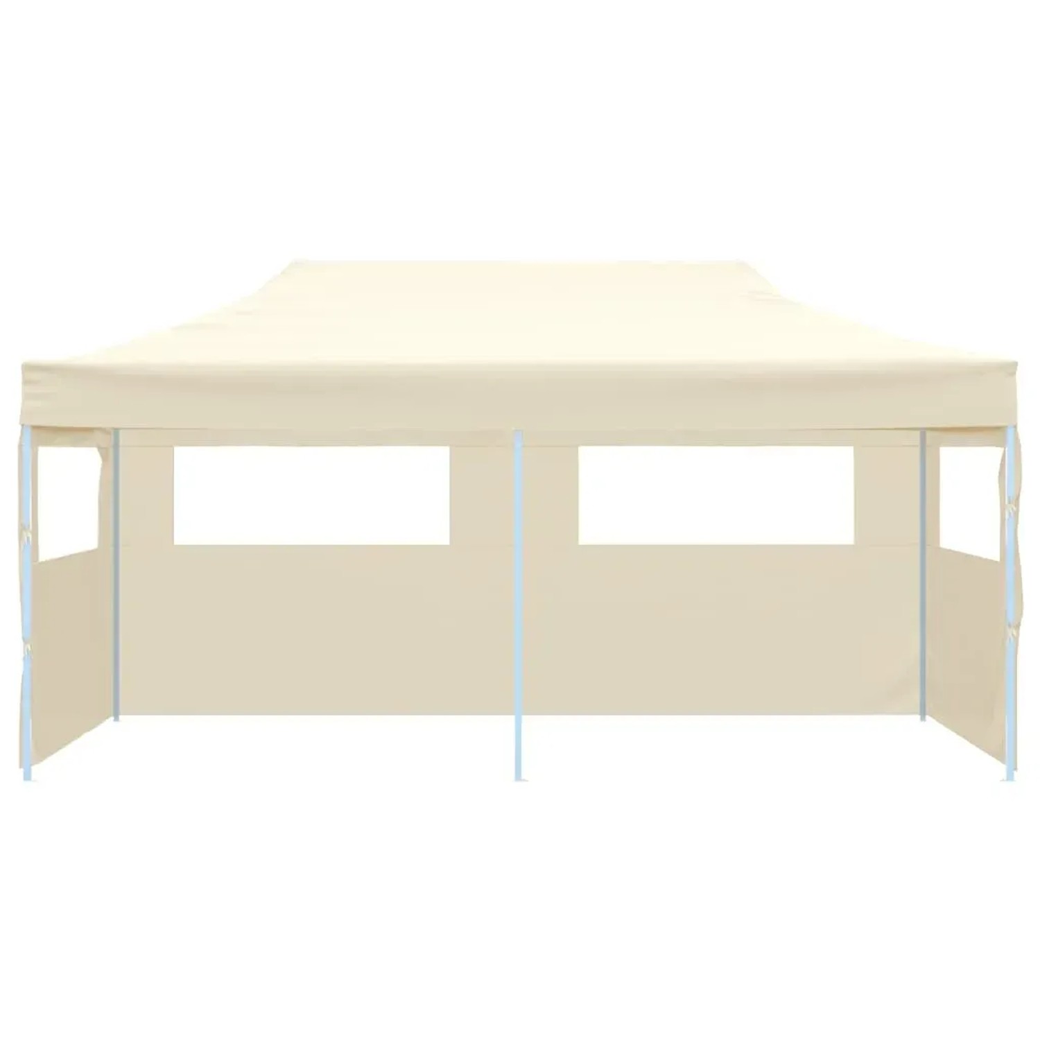 Faltbares, cremefarbenes 3x6 m vidaXL Pop-Up-Partyzelt mit Seitenwänden und Fenstern.