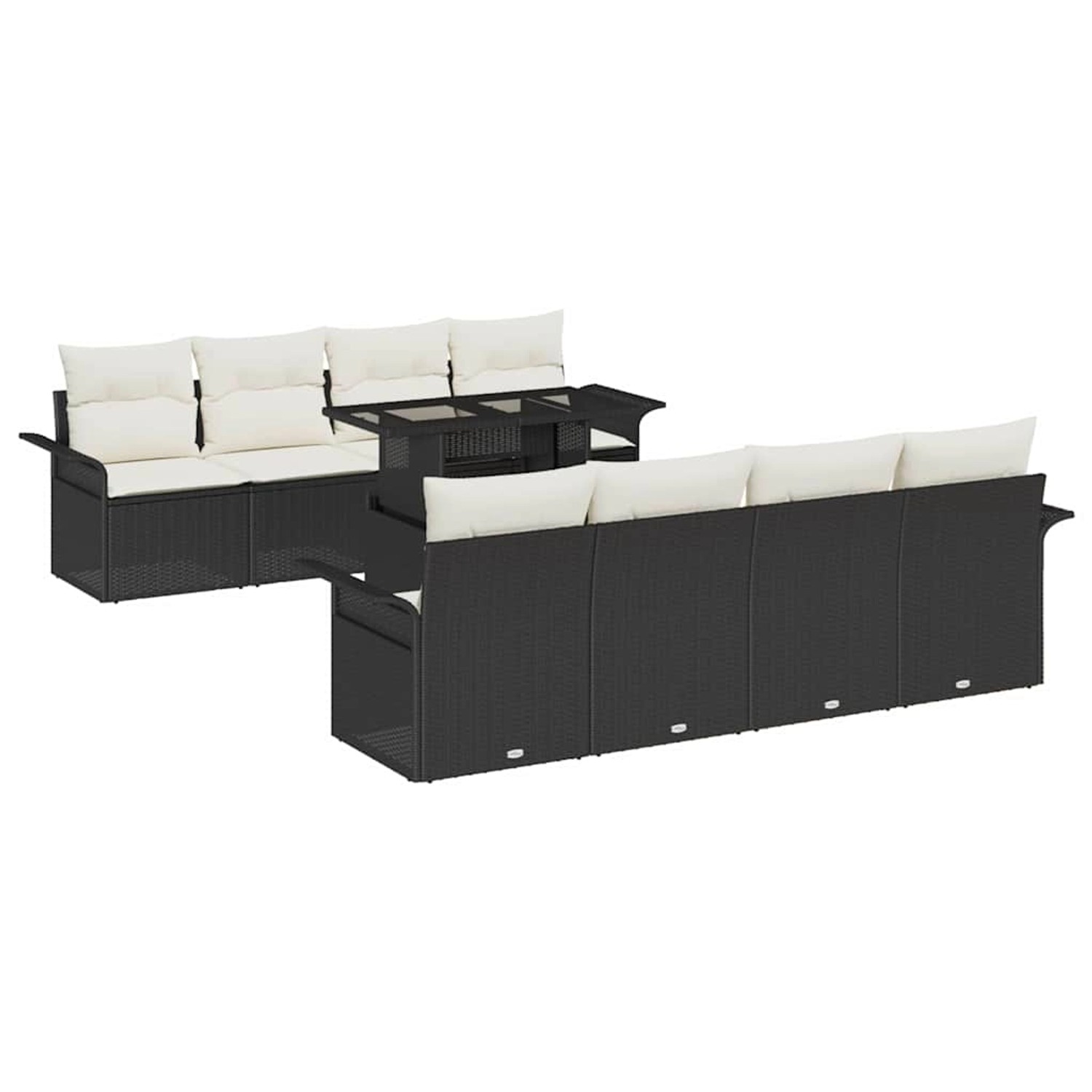 vidaXL Garten-Sofa-Set mit Kissen 9-Tlg Schwarz Poly Rattan 3356980 günstig online kaufen