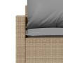 Detailaufnahme: Beige vidaXL Garten-Sofagarnitur aus Rattan mit grauen Kissen.