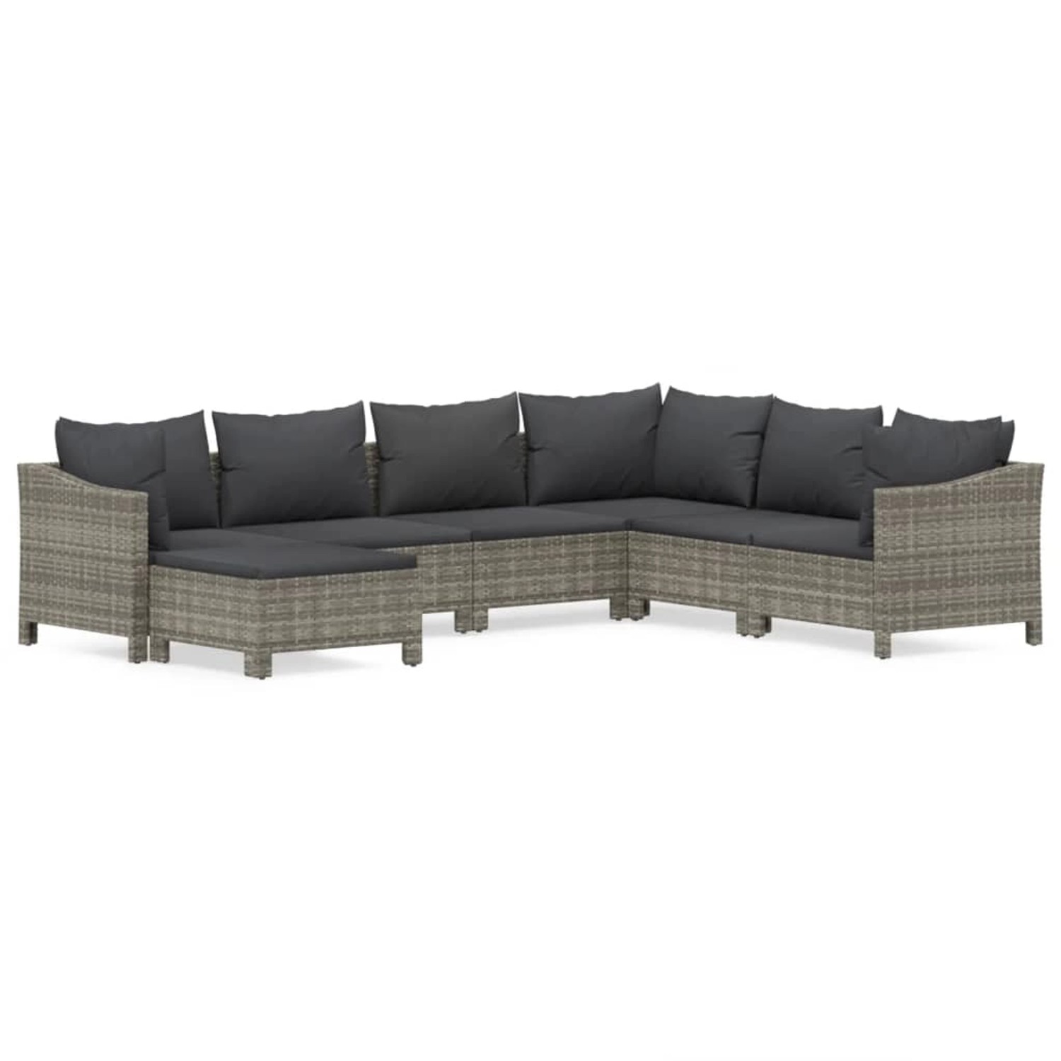 vidaXL 7-tlg Garten-Lounge-Set mit Kissen Grau Poly Rattan Modell 47
