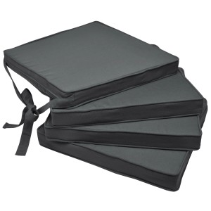 4er Set Beautissu Loft SK Stuhlkissen, 45x40cm, Graphitgrau, mit Haltebändern.