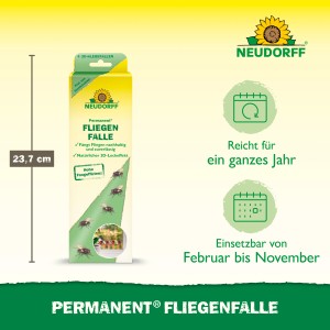 Neudorff Permanent Fliegenfalle, 4er-Packung. Insektizidfreie Fliegenfalle mit 3D-Lockeffekt für den Innenbereich.