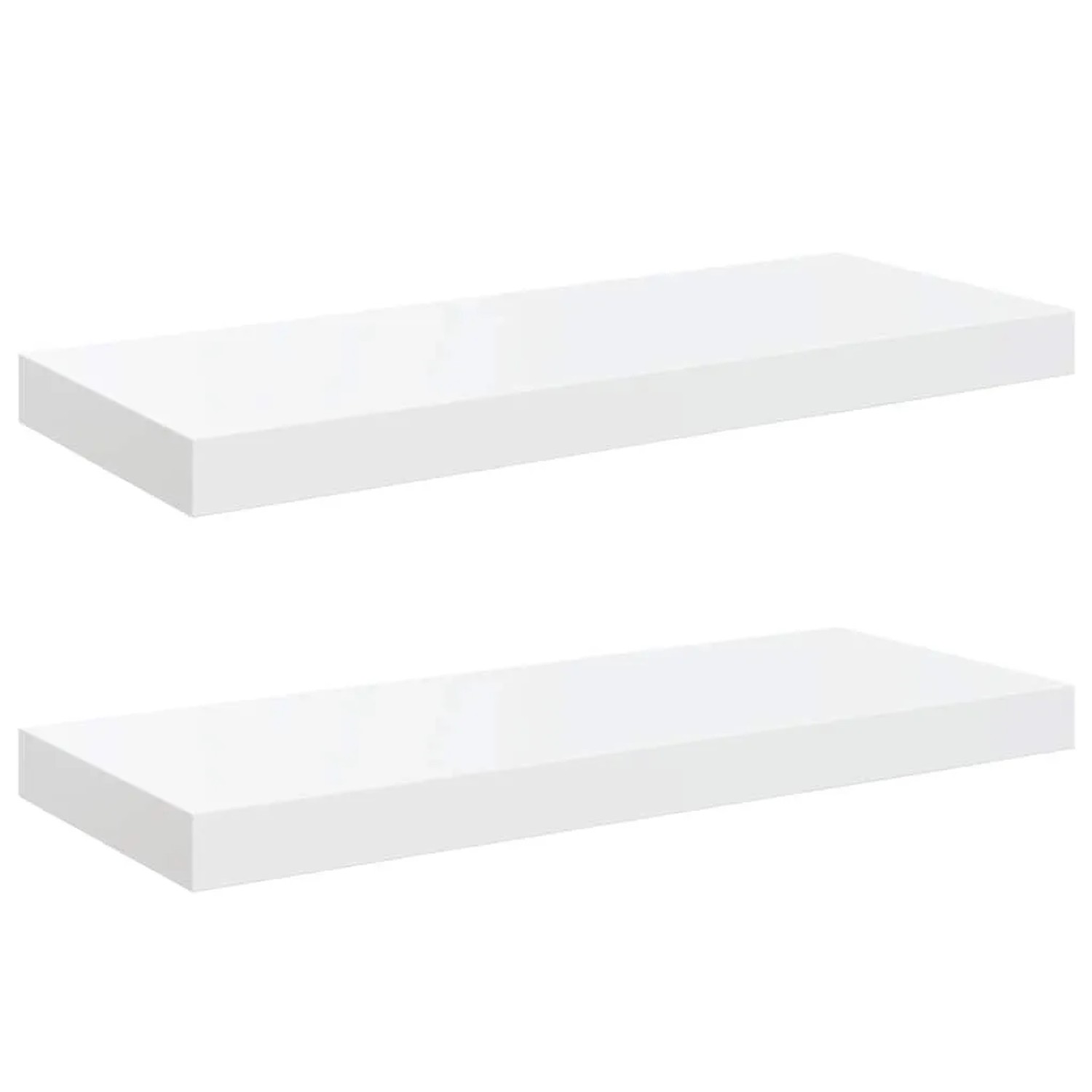 vidaXL Schweberegale 2 Stk Hochglanz-Weiß 60x23,5x3,8 cm MDF 323749
