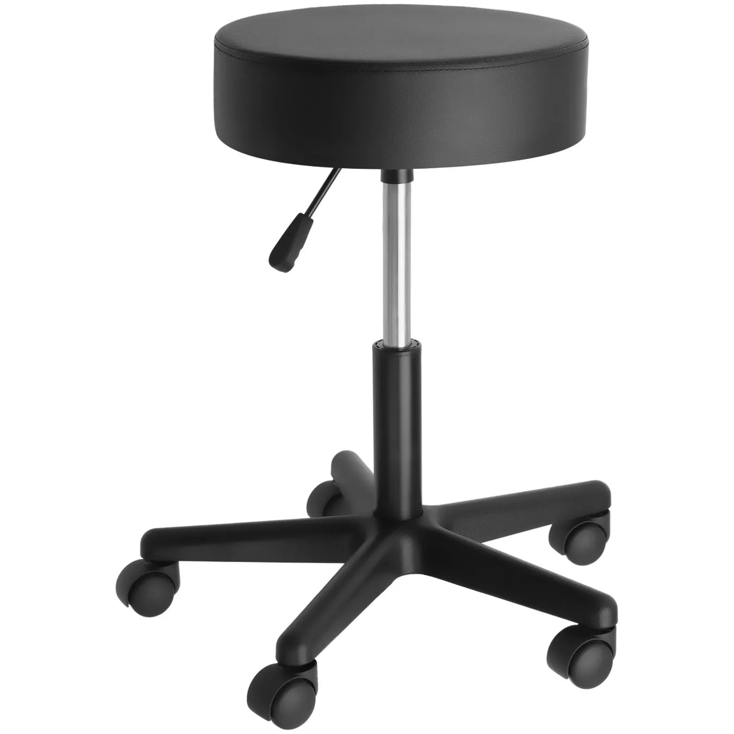 Tectake Rollhocker Werner Höhenverstellbar und 360° Drehbar Mit Kunstlederbezug  52 x 52 x 61 cm Schwarz