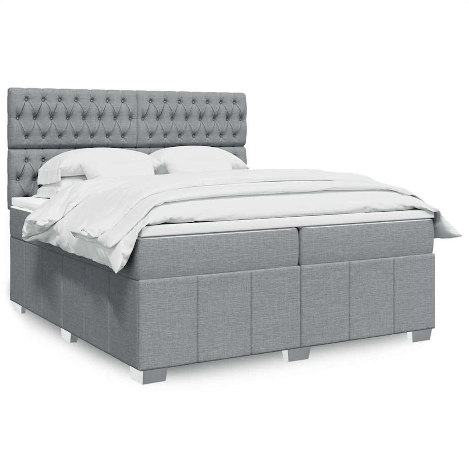 vidaXL Boxspringbett mit Matratze Hellgrau 200x200 cm Stoff 3294082 günstig online kaufen