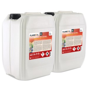 Drei Kanister Flambiol Bioethanol 100% Hochrein, je 20l für Kamine & Deko-Feuer.