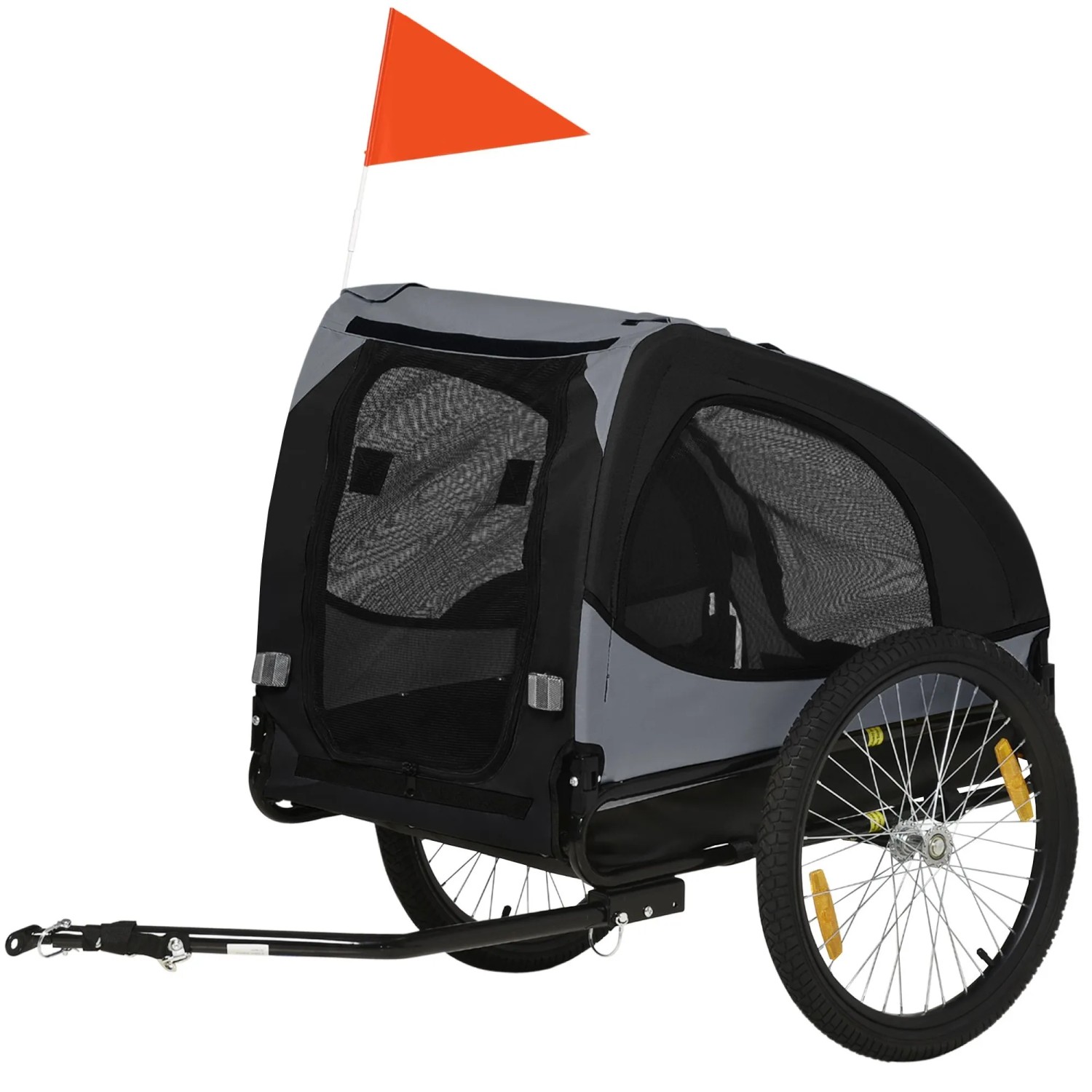 PawHut Fahrradhundeanhänger Hundeanhänger Faltbar mit Sicherheitsleine, Reflektoren, für Garten, Balkon, Schwarz