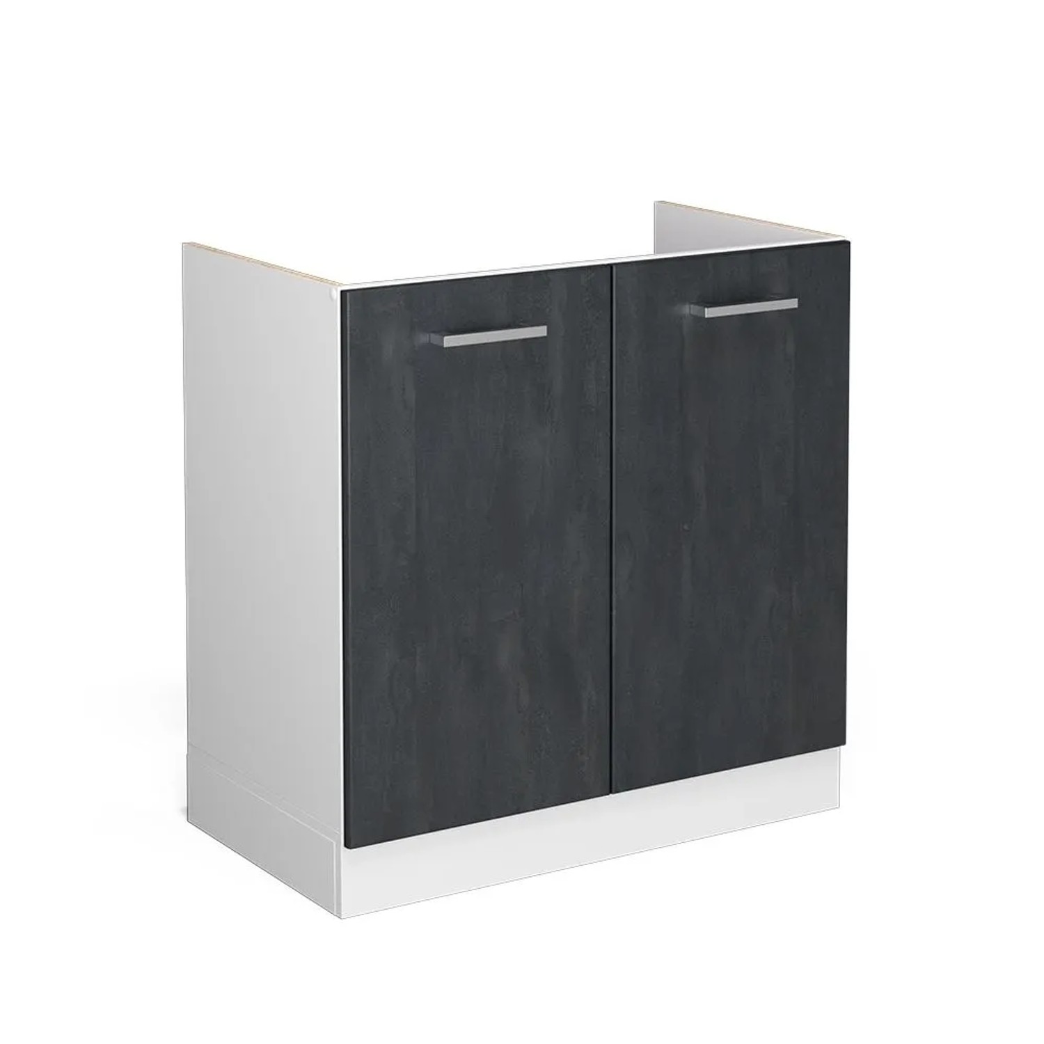 Vicco Spülenunterschrank R-Line Schwarz Beton Weiß 80 cm ohne Arbeitsplatte
