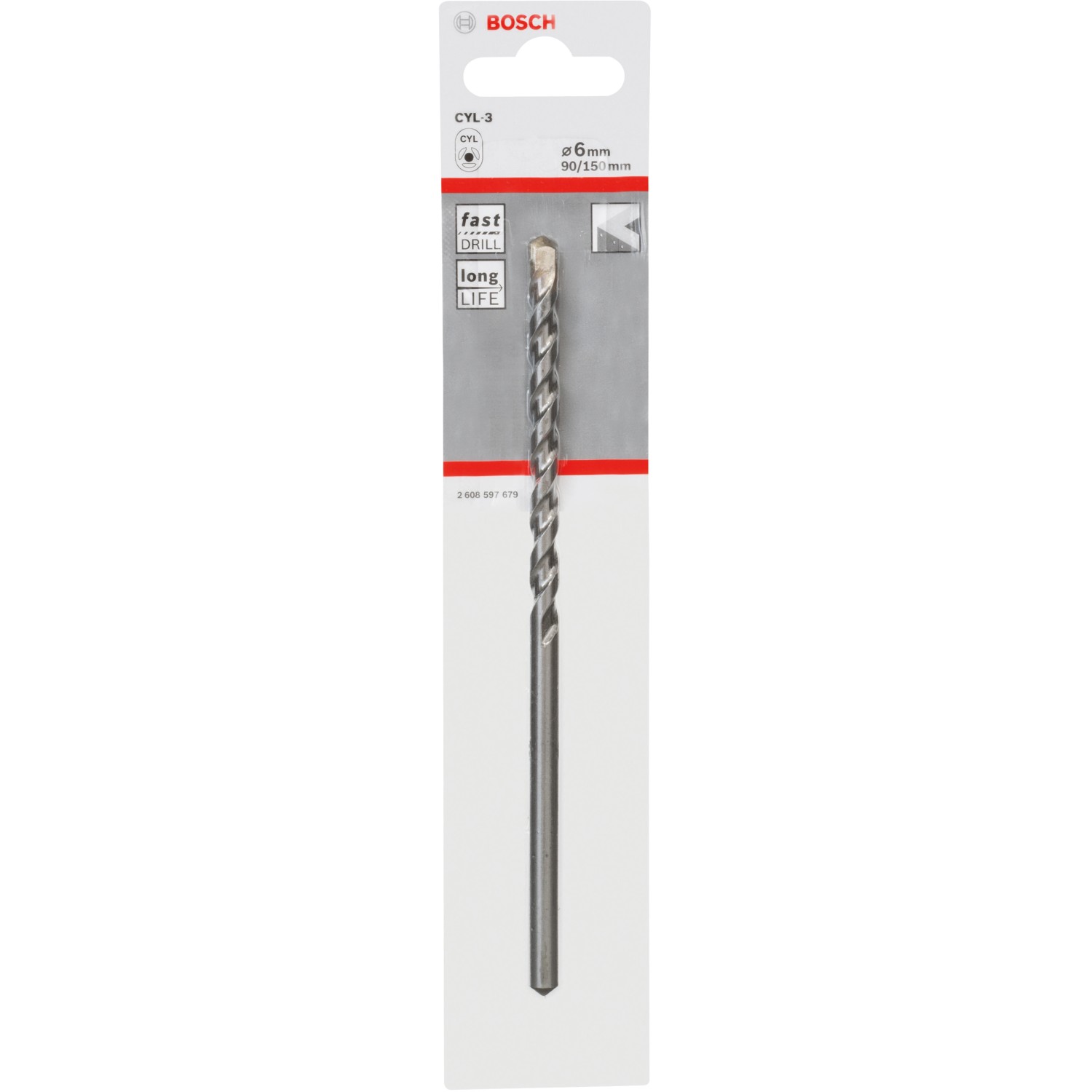 Bosch Betonbohrer 6 mm x 90 mm x 150 mm CYL-3