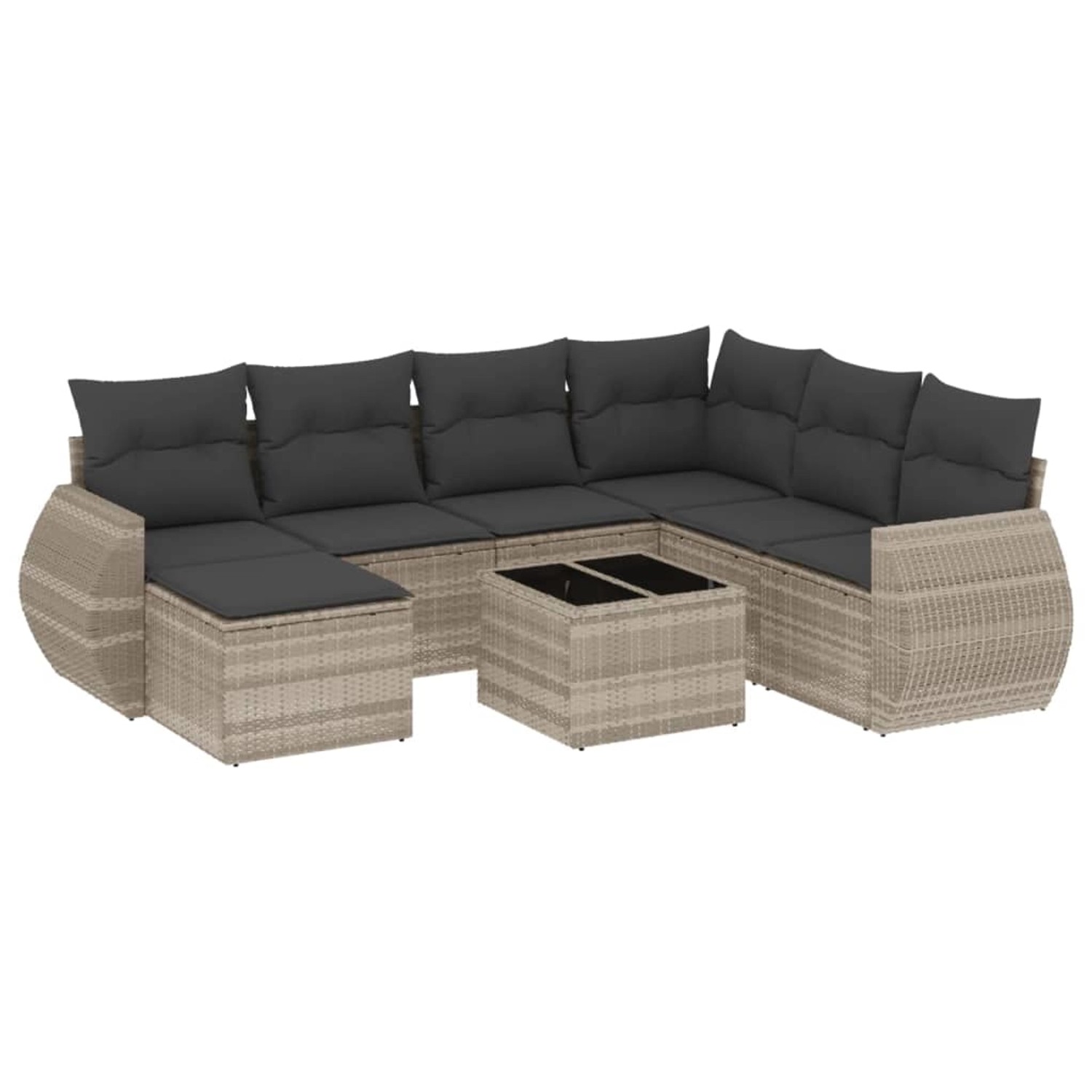 vidaXL 8-Tlg Garten-Sofagarnitur mit Kissen Hellgrau Poly Rattan 3254049 günstig online kaufen