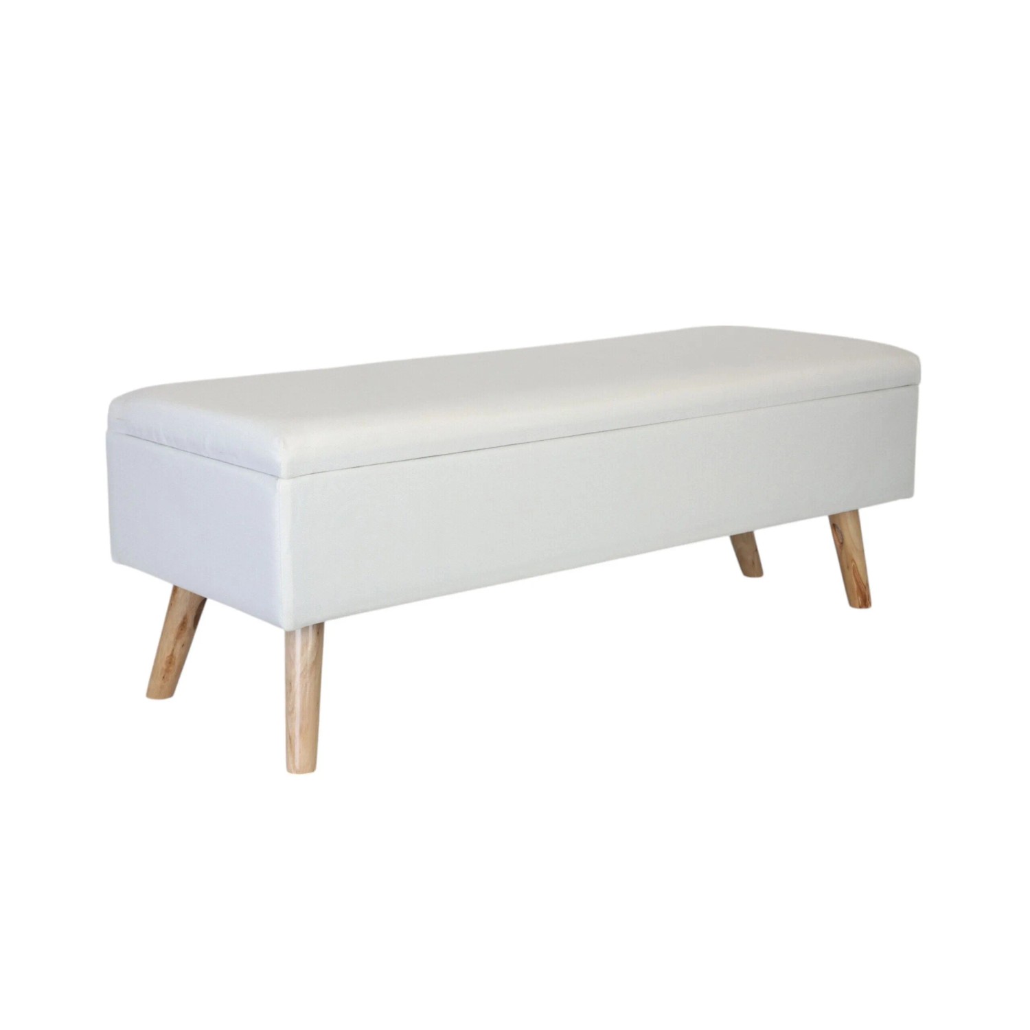 Relaxdays Sitzbank MDF Eukalyptusholz Weiß Leinenoptik Gepolstert Klappbar mit Stauraum 110 cm x 40 cm x 40 cm 14,3 kg