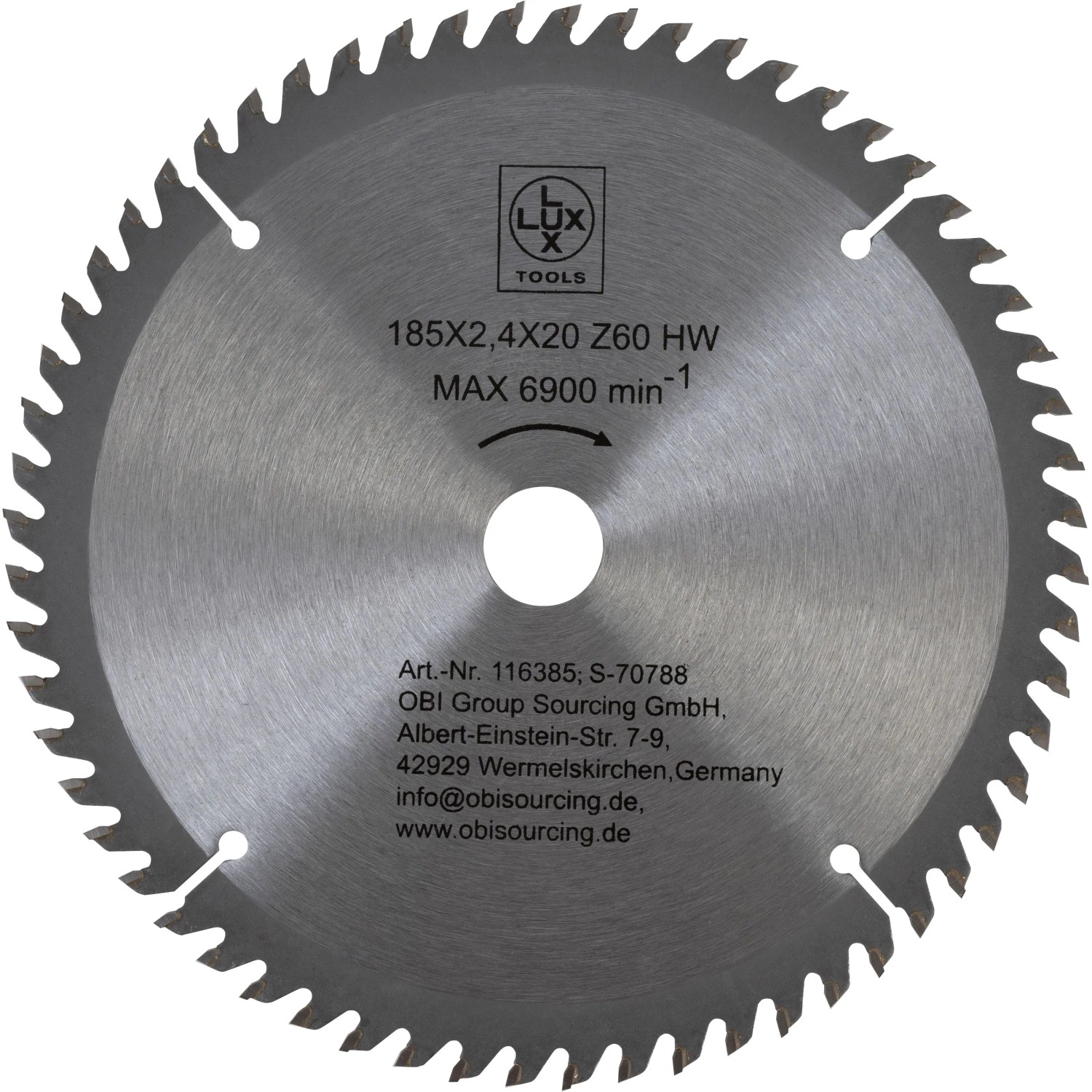 LUX-TOOLS HM-Kreissägeblatt 185 mm x 20 mm 60 Z