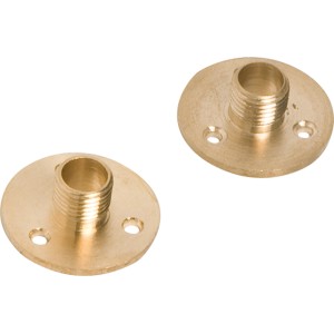 Zwei goldfarbene Scheibennippel Ø 26 mm aus Messing für Leuchtenbau.