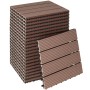 Tectake Terrassenfliesen Tegulas 22Er Set Im Klicksystem Robustes Wpc In Holzoptik 22Er Set 31 x 31 x 2 20 cm Braun
