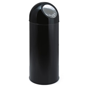 Schwarzer PROREGAL Abfallbehälter mit Pushdeckel, 55 Liter, aus Metall.