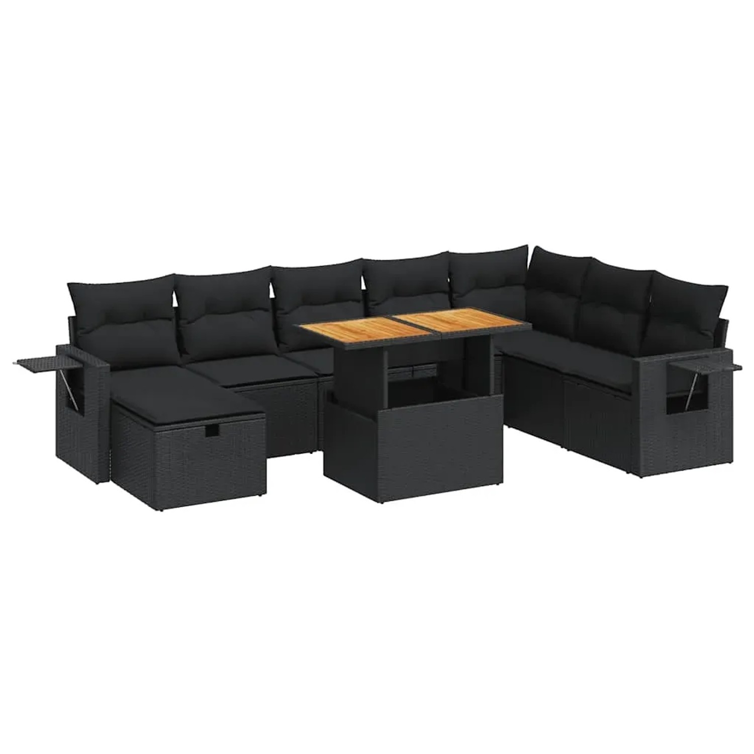 vidaXL 9-Tlg Garten-Sofagarnitur mit Kissen Schwarz Poly Rattan 3328042 günstig online kaufen