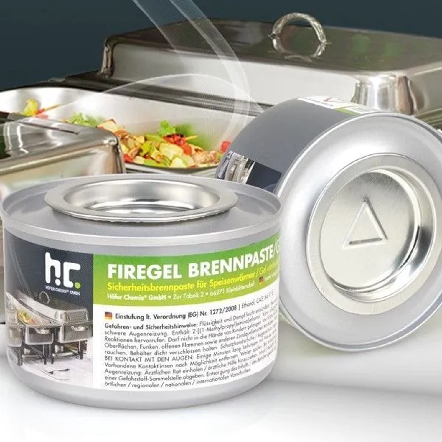 Flambiol Firegel Brennpaste, 12 Dosen à 200g, zum Warmhalten von Speisen.