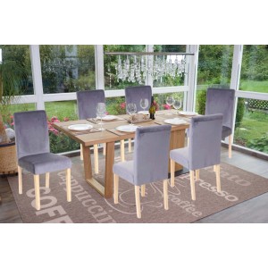 CHEFGASTRO Esszimmerstuhl 6er-Set Klassisch & Zeitlos 90x43x56cm Sitzhöhe 45cm Samt Helle Beine Grau