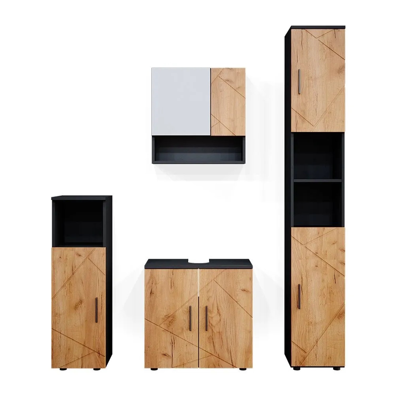Vicco Badmöbel-Set Irma Goldkraft Eiche/Anthrazit 60 x 59 4-teilig