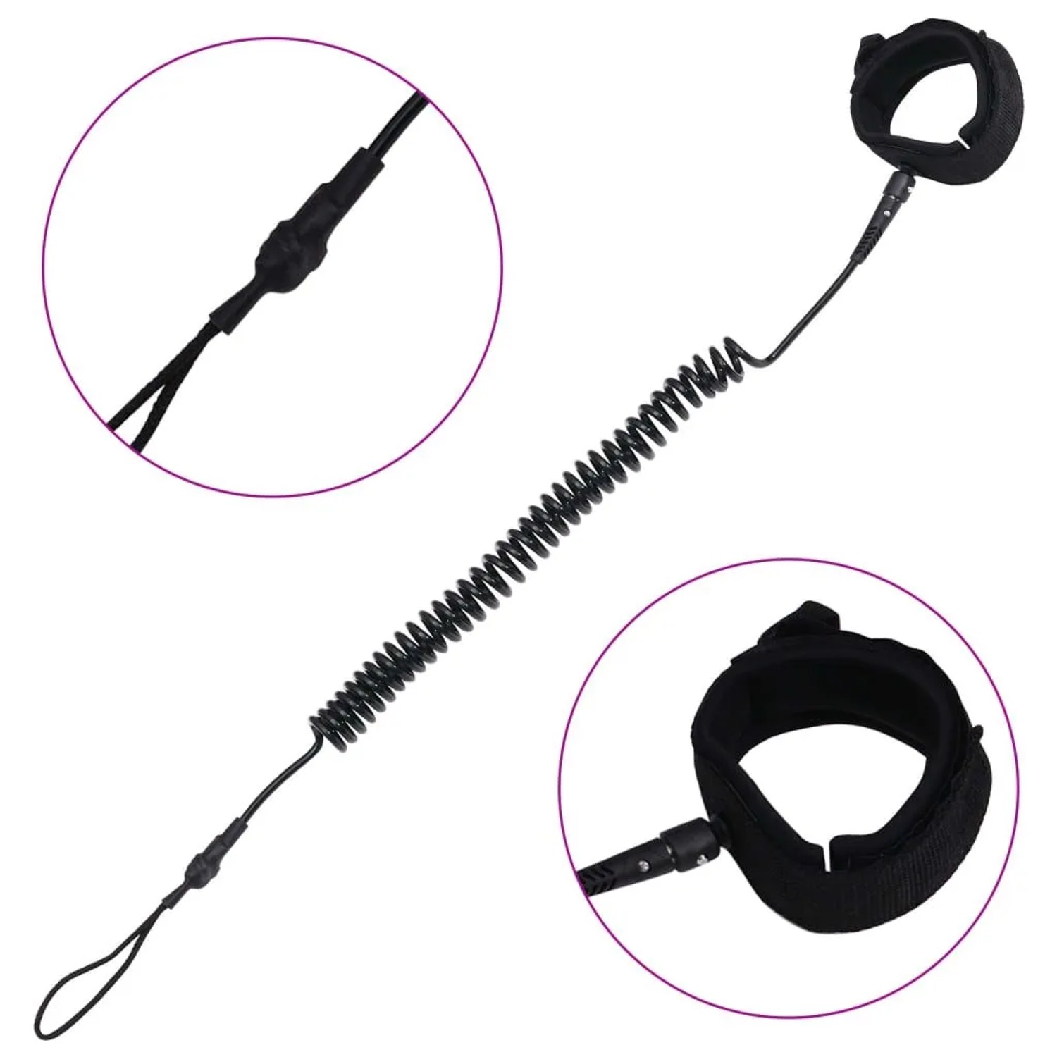 vidaXL SUP-Sicherheitsleine Schwarz 10 Zoll/25,4 cm 92205_2