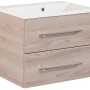 Fackelmann Waschtisch B.clever 60 cm Esche mit zwei Schubladen und chromfarbenen Griffen.