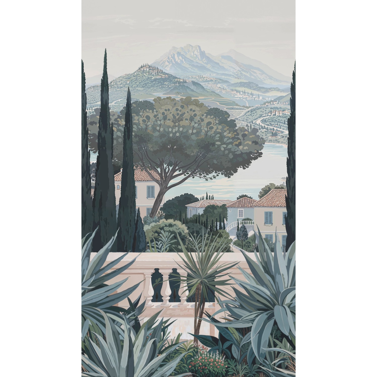 A.S. Creation Fototapete Finca Pflanzen 1,59 m x 2,8 m Blau-Creme FSC® günstig online kaufen