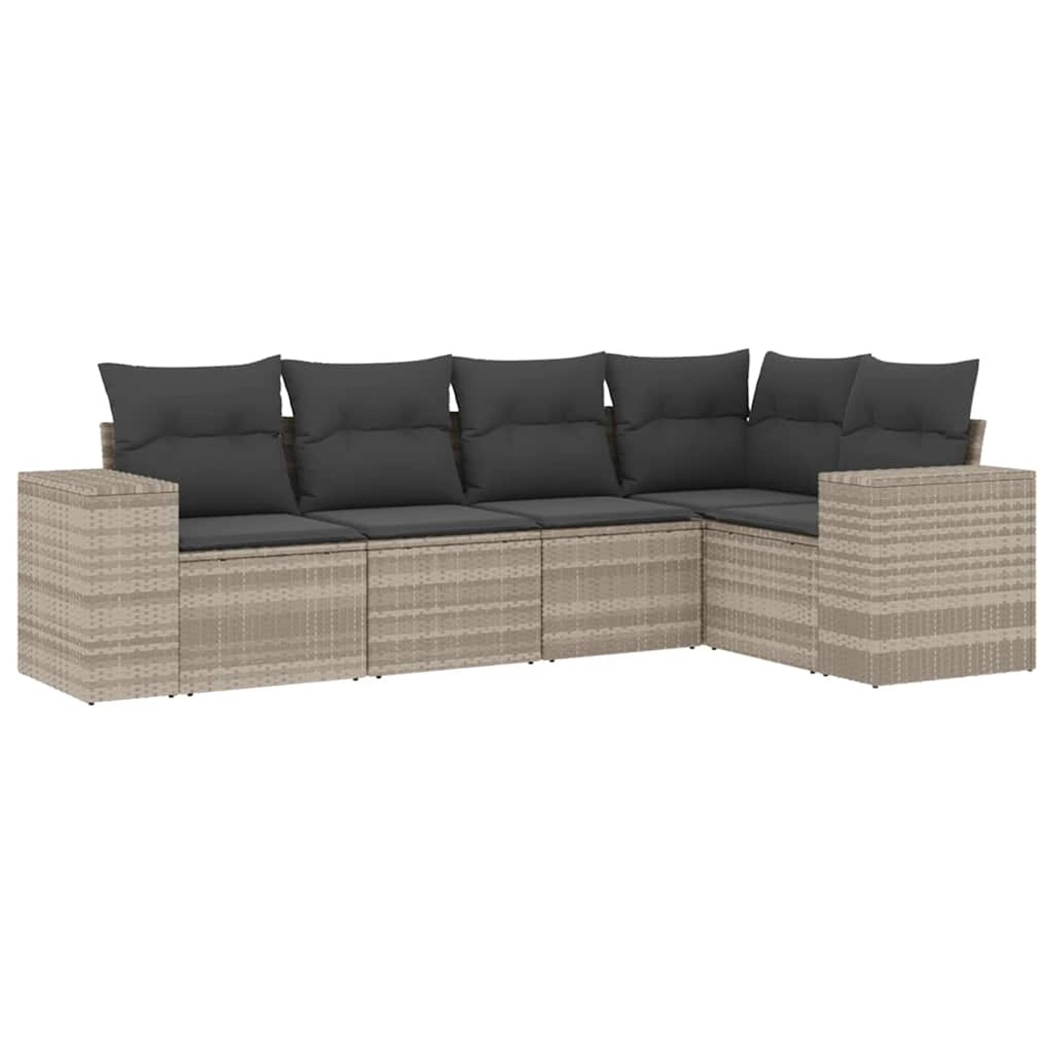 vidaXL 5-Tlg Garten-Sofagarnitur mit Kissen Hellgrau Poly Rattan 3254869 günstig online kaufen