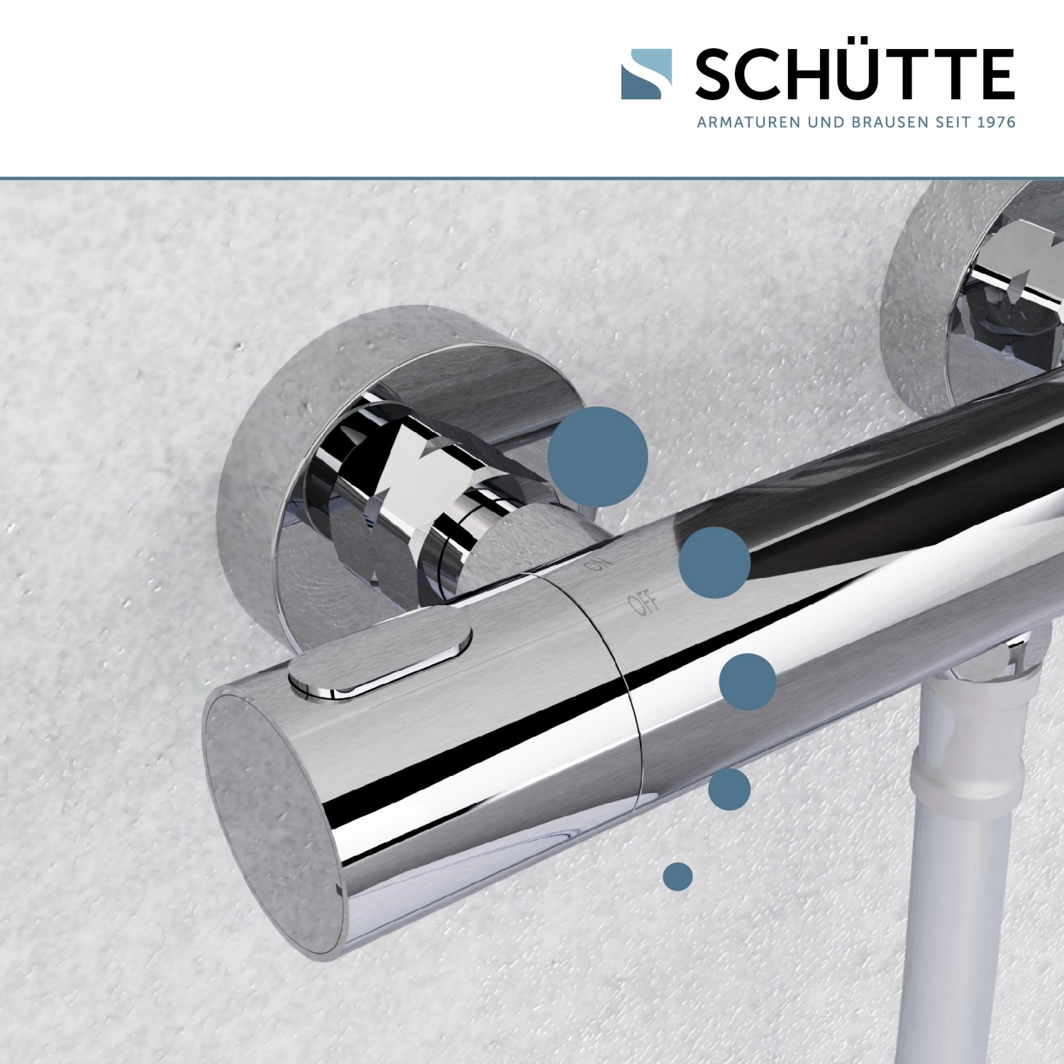 Schütte Thermostat Duscharmatur Los Angeles, Chrom, Nahaufnahme.