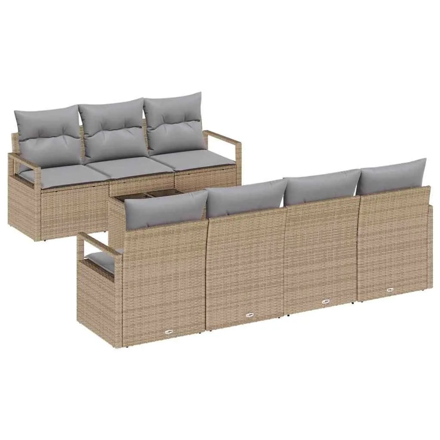 vidaXL Sofa Set mit Kissen 8-Tlg Beige und Grau Poly-Rattan 3346290 günstig online kaufen